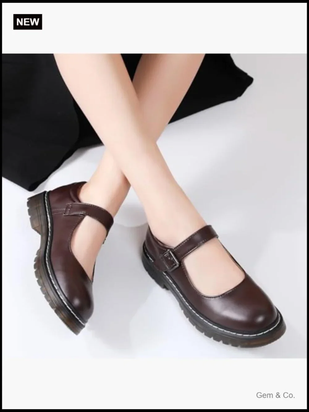 Chunky Platform Mary Jane Shoes with Buckle Strap Non-Slip Comfort Casual